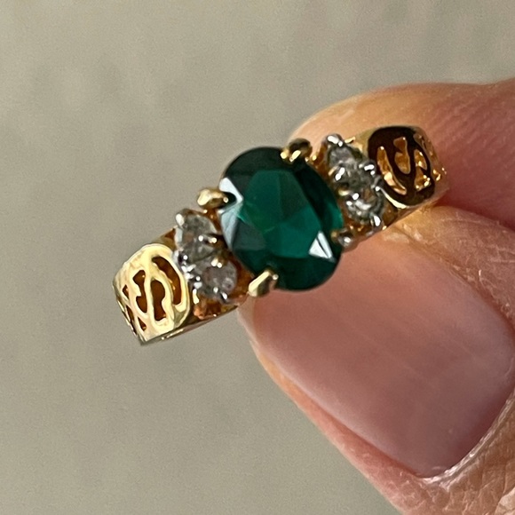 14K gold electroplated emerald green ring - Picture 6 of 10